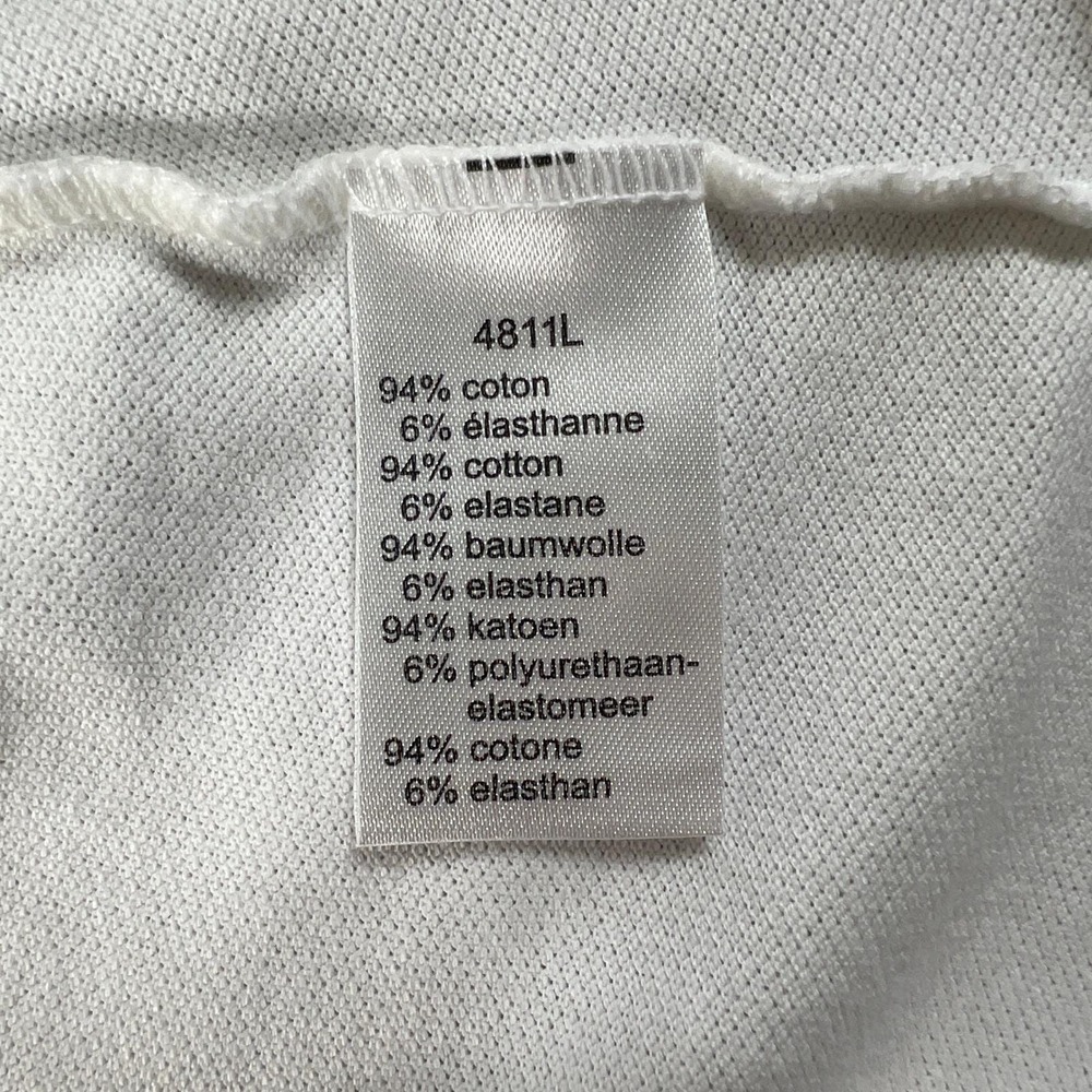 Lacoste Polo Shirt Women L/10 White Pique Stretch Short Sleeve Button Up VTG NWT - Picture 7 of 11